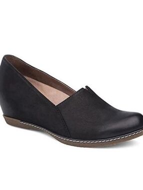 Dansko Black Burnished Nubuck Liliana Slip On Wedge Comfort Shoes 40 US 9.5-10